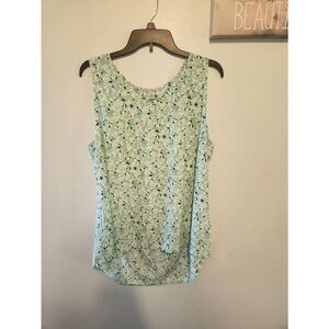 NEW Womens Halogen Floral Mint Sleeveless Flowy Top Shirt Size XL